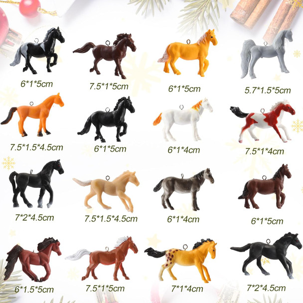 Suzile 18 Set Christmas Tree Ornaments Mini Resin Horse s with Wreaths Scarves Strings Organza Bags for Christmas Hanging Decoration Xmas Party Favors Horse Lovers s
