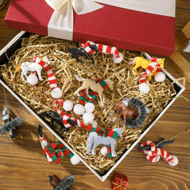 Suzile 18 Set Christmas Tree Ornaments Mini Resin Horse s with Wreaths Scarves Strings Organza Bags for Christmas Hanging Decoration Xmas Party Favors Horse Lovers s