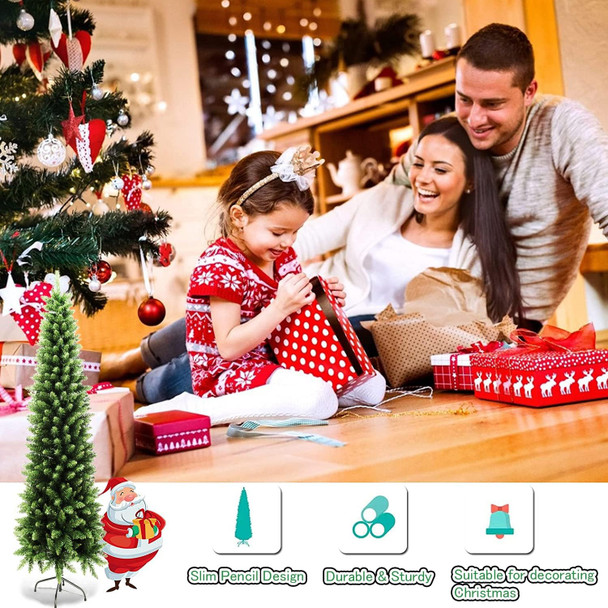 658 Tips Artificial Pencil Christmas Tree, 6ft Pure Xmas Pine Trees with Metal Stand Perfect for Christmas/Parties/Holiday Indoor Outdoor Decoration