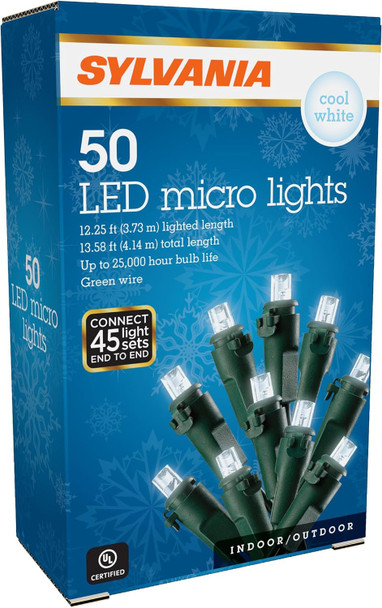SYLVANIA 50 Lt Micro Set LED Lights, Cool White