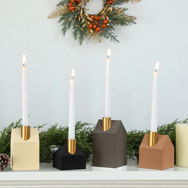 4 Pcs Advent Wood Candle Holders Wooden Modern Advent Candlesticks Candle Holders House Candle Stick Holder for Christmas Advent Wreath Home Decor, Different Heights 3.54, 4.33, 5.12, 5.91 Inch