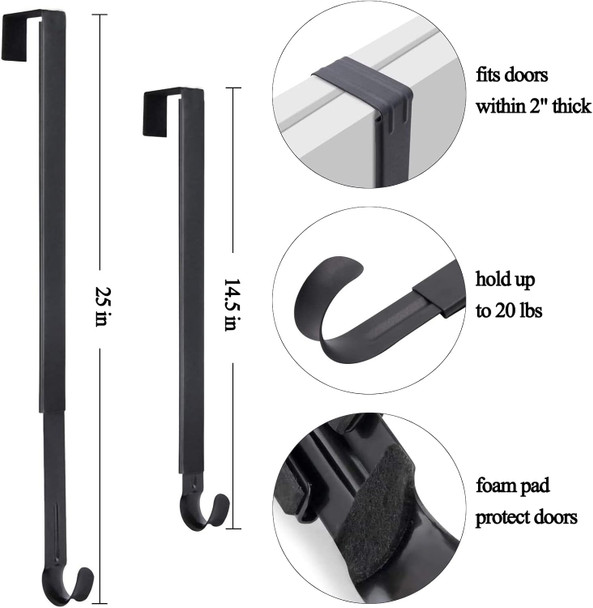 Adjustable Wreath Hanger, 14.5"-25" Wreath Hangers for Front Door, 20 lbs Christmas Wreaths Decorations Metal Door Hanger Hook for Front Door