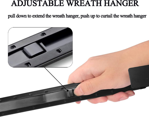 Adjustable Wreath Hanger, 14.5"-25" Wreath Hangers for Front Door, 20 lbs Christmas Wreaths Decorations Metal Door Hanger Hook for Front Door