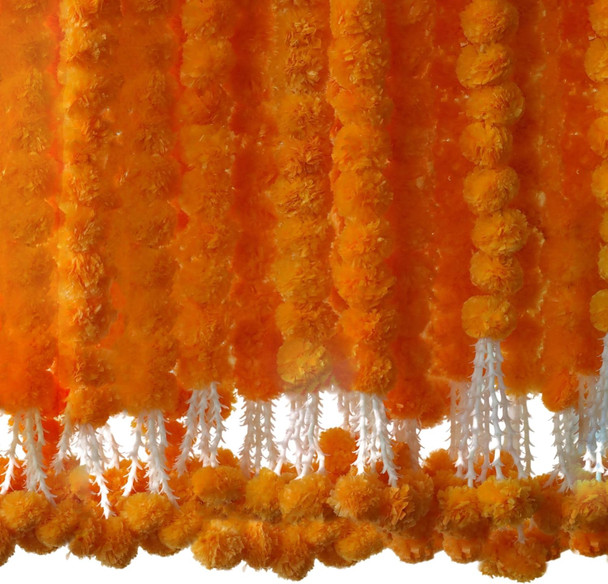 The Art Box Mango Yellow Marigold Garland Pack of 5 Pcs - 5 Feet Each Diwali Decorations Indian Wedding Decoration Artificial Flowers Fake Flower Garland Christmas Flower Garland Strand Backdrop Decor