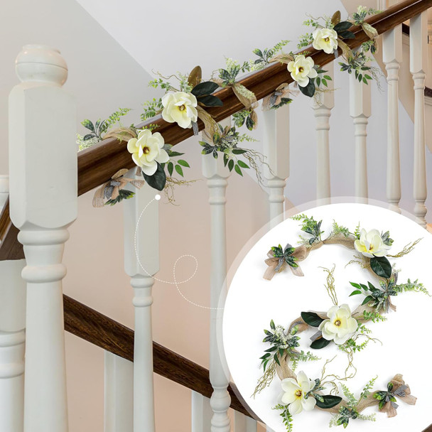 70.87 Inch Christmas Large Magnolia Garland Artificial Magnolia Christmas Garland with Flowers and Leaves for Outdoor Indoor Holiday Mantel Table Fireplaces Tree Party Decorations