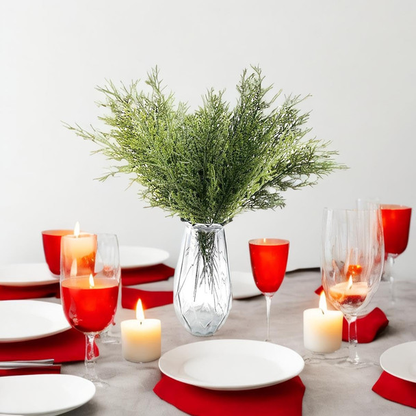 TIHOOD 42PCS 14 Inches Artificial Pine Branches, Christmas Faux Cedar Stems, Artificial Faux Cedar Branches, Fake Christmas Greenery Pine Picks for Wreath Craft DIY Home Kitchen Decorations