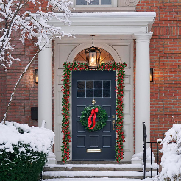 2Pcs Red Berry Christmas Garland 5.74FT Artificial Berries Garland for Mantle Indoor Outdoor Decoration Christmas Home Fireplace Winter Christmas Holiday Year Decor