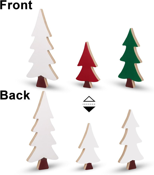 Christmas Decorations Indoor, 3pcs Wooden Christmas Tree Tabletop Ornaments for Christmas Decor, Table Decor Sanding Christmas Tree Wood Sign for Home Office Farmhouse Centerpieces Original