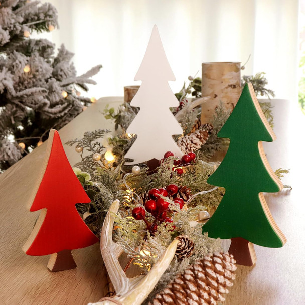 Christmas Decorations Indoor, 3pcs Wooden Christmas Tree Tabletop Ornaments for Christmas Decor, Table Decor Sanding Christmas Tree Wood Sign for Home Office Farmhouse Centerpieces Original