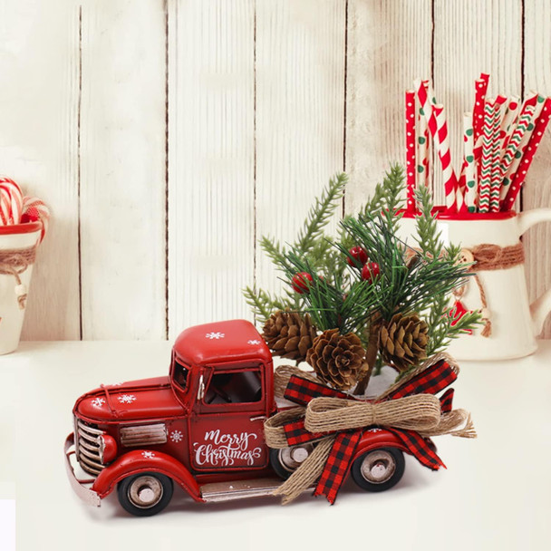 Tuitessine Christmas Red Truck Decor Farmhouse Christmas Decor Vintage Red Pickup Truck for Christmas Holiday Home Kitchen Table Centerpieces Decorations