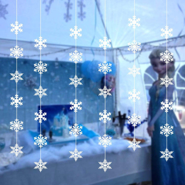 TUPARKA 12 Strings Snowflake Hanging Decorations Frozen Birthday Party Supplies Winter Wonderland Party Decorations White Christmas Snowflake Decorations Snowflake Garland Hanging Decorations