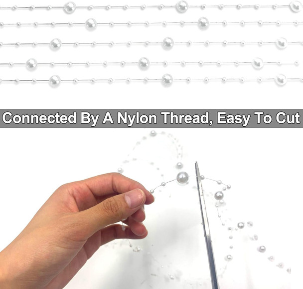 TURNMEON 66 Feet Silver Christmas Beads Garland Decoration 2 Sizes Pearl Strands Chain for Christmas Tree Decoration Indoor Outdoor Home Mantle Fireplace Holiday Decor