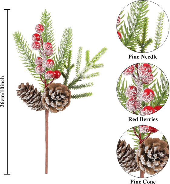 U'Artlines 20Pcs Christmas Red Berry Picks 10 inch Artificial Holly Branches with Red Berry and Pine Cones, Winter Holiday Floral Picks for Xmas Tree DIY Crafts Holiday Party Decoration U'Artlines 20Pcs Christmas Red Berry Picks 10 inch Artificial Holly Branches with Red Berry and Pine Cones, Winter Holiday Floral Picks for Xmas Tree DIY Crafts Holiday Party Decoration