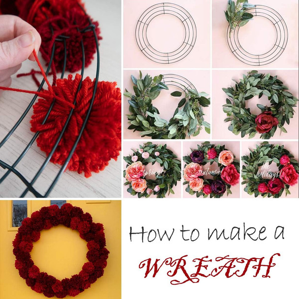 8 Pack Wire Wreath Frame 8 Inch Metal Wreath Form Wreath Ring for Crafts DIY Front Door Wreaths Christmas Year Wreaths Valentines Wedding Garden Home Party Decoration with 38 Yard Paddle Wire