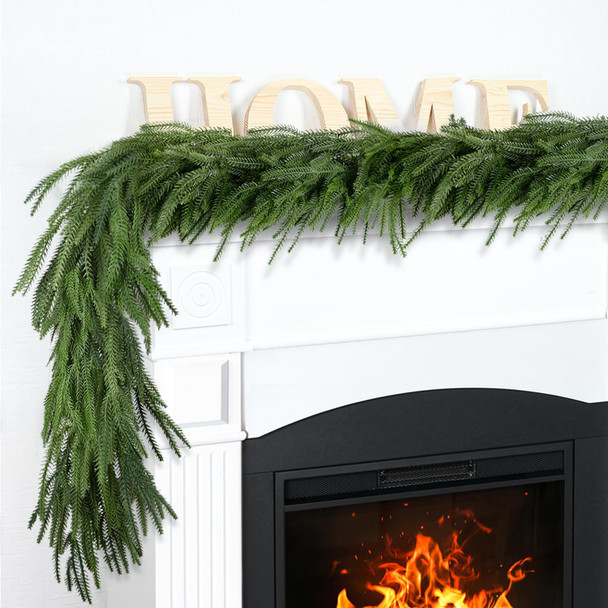6FT Christmas Garland Realistic Real Touch Norfolk Pine Garland Decoration Winter Greenery Garland for Mantel Fireplace Table Centerpiece Decor