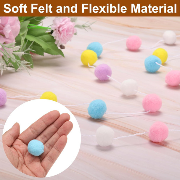 uxcell 2pcs Pom Pom Garland 6.6 Ft 30 Balls Colorful Felt Ball Garland for Wall Christmas Tree Decor Birthday Banner Easter Party Decorations, White, Light Purple