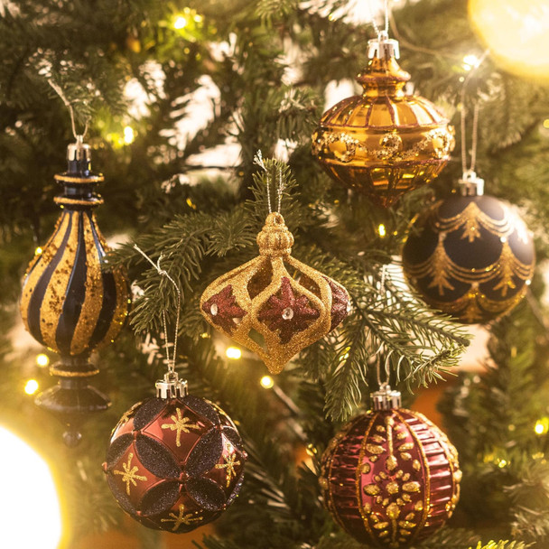 Valery Madelyn Christmas Tree Ornaments Set, 60ct Bronze Copper Gold and Purple Shatterproof Christmas Tree Decorations Bulk, Luxury Hanging Ball Ornaments for Xmas Trees Holiday Decor