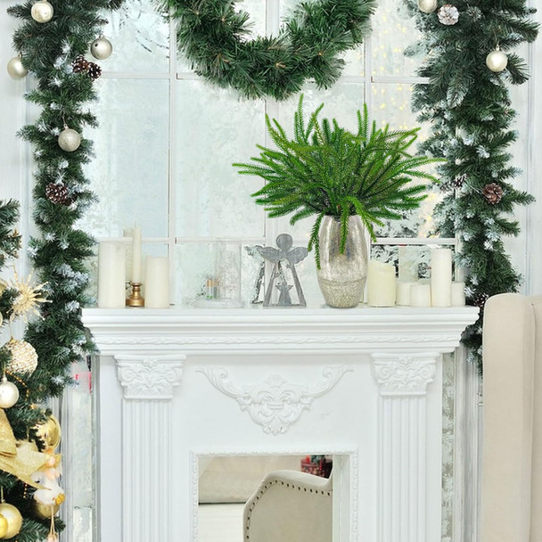 12Pcs Christmas Real Looking Norfolk Pine Branches, 18 Inch Norfolk Pine Stems Artificial Branches for Wreath DIY and Home Decor for Xmas (12Pcs)