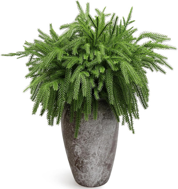 8PCS 18.5 inches Christmas Norfolk Pine Branches, Artificial Norfolk Pine Branches Faux Greenery Pine Stem, Norfolk Pine Picks for Garland Wreath Xmas and Home Garden Decor