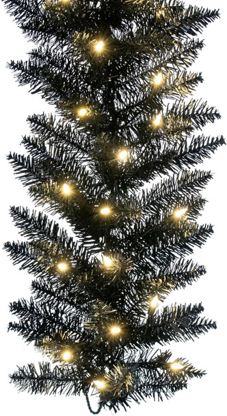 Vickerman 9' Black Fir Artificial Christmas Garland - Warm White Dura-Lit LED Lights - Faux Christmas Garland - Indoor Seasonal Home Decor - Reliable and Durable