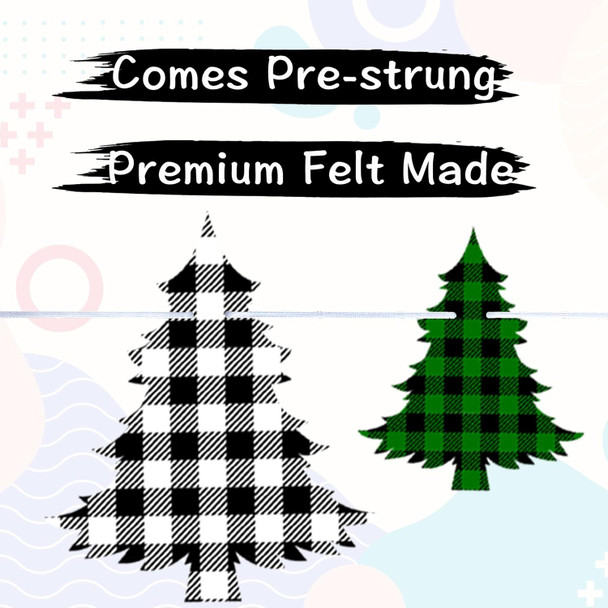 2 Pieces Felt Christmas Tree Garland Banner for Christmas Decorations, Buffalo Plaid Garland for Christmas Tree, Christmas Hanging Decorations for Mantle Fireplace Home Decor