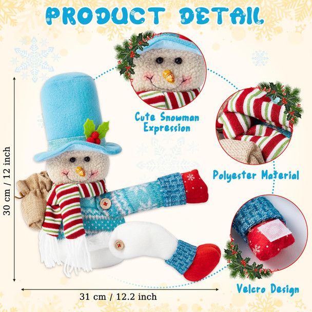 WATINC Christmas Tree Topper Snowman - Unique Xmas Santa Tree Topper Decorations, Funny Snowman Hugger Plush Stuffed Decor for Home Festival Holiday Treetop Wine Curtain Wreath Ornament