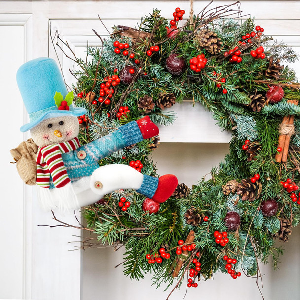 WATINC Christmas Tree Topper Snowman - Unique Xmas Santa Tree Topper Decorations, Funny Snowman Hugger Plush Stuffed Decor for Home Festival Holiday Treetop Wine Curtain Wreath Ornament