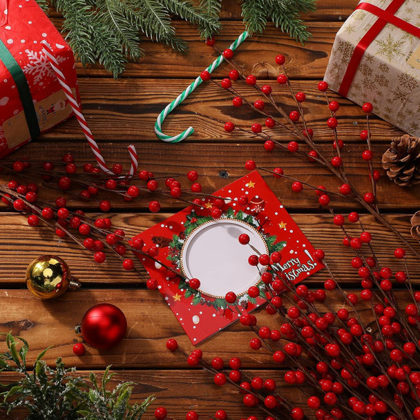 20 Pieces Christmas Artificial Berry Stems for Christmas Tree Decoration 18 Inch Fake Red Berry Picks Twigs Xmas Holly Berry Branches for Crafts Wreath DIY Garland Christmas Home Ornaments Decor