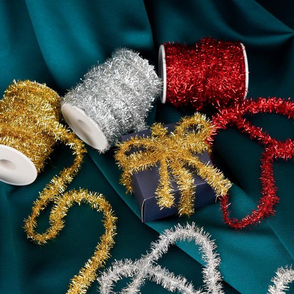 66 Feet Christmas Tinsel Garland Metallic Holiday Tinsel Garland Twist Tinsel Thin Glitter Tinsel Garland Decoration for Christmas Tree,Wedding Birthday Party Decorations Supplies (Silver)