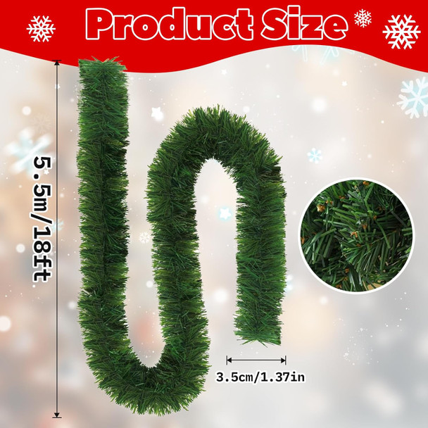 Christmas Garland, 54 Ft Garland for Christmas Decorations, 3 Strands Artificial Pine Garland Soft Greenery Garland for Holiday Wedding Party,Outdoor/Indoor Use