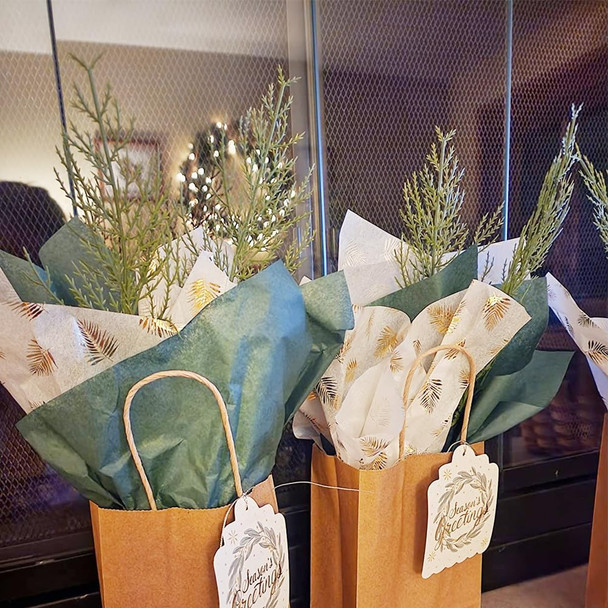 WEISPARK Artificial Pine Leaves Branches, 30pcs 13.7 Inches Fake Greenery Pine Sprigs Faux Stems Picks for DIY Christmas Garland Wreath Embellishing and Home Garden Decoration