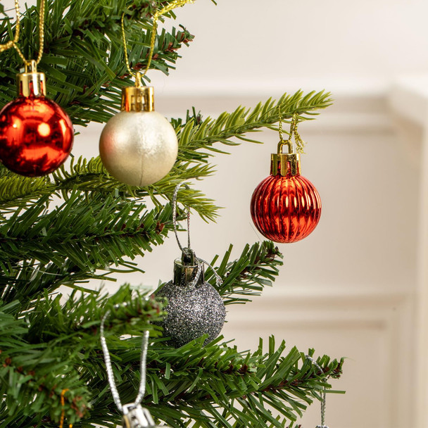 100 Pcs Mini Christmas Ball Ornaments Set, 1.18'' Red Green and White Small Shatterproof Xmas Tree Ornament Hanging Ball Bulk Decorations for Holiday Party, Wreath, Garland, Winter Decor