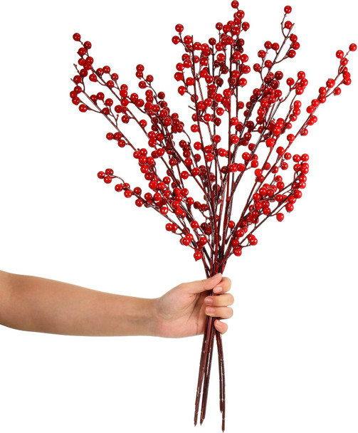 WILLBOND Artificial Red Berry Stems 21.6 Inch Christmas Red Berries Holly Berry Branches for Christmas Tree Year Decor DIY Craft (8, Simple Style) WILLBOND Artificial Red Berry Stems 21.6 Inch Christmas Red Berries Holly Berry Branches for Christmas Tree Year Decor DIY Craft (8, Simple Style)