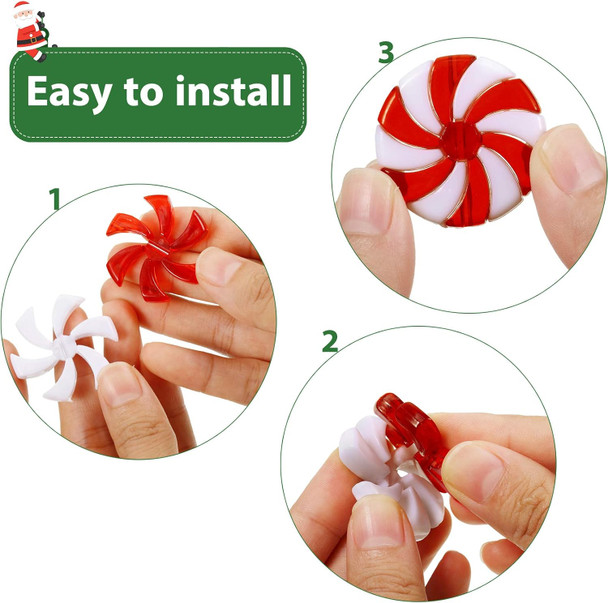 WILLBOND 48 Pcs Christmas Candy Canes Ornament Candy Swirl Garland Plastic Candy Tree Decoration Fake Candy Hanging Ornament with Crystal Wire for Xmas Party Christmas Home Decor (Red and White)