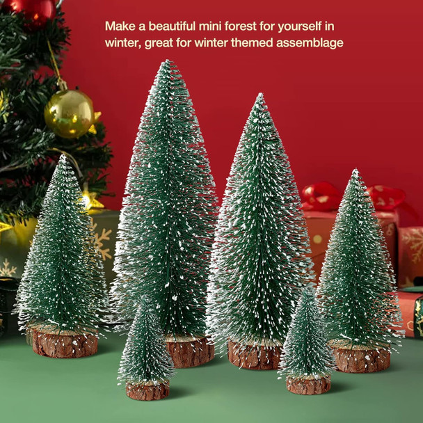 Mini Christmas Trees Christmas Decor, Artificial Christmas Mini Bottle Brush Trees Tabletop, Christmas Decoration Trees with 4 Size Xmas Holiday Decor (Green, 6Pcs)