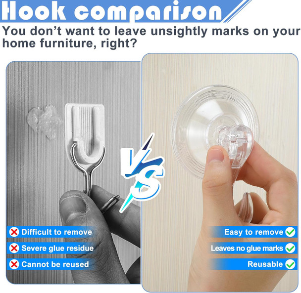 6 Pcs Wreath Door Hanger Clear Heavy Duty Suction Cup Hooks 11 lb Removable Reusable Window Glass Door Wreath Holder for Kitchen Shower Bathroom Halloween Christmas Wreath Decorations