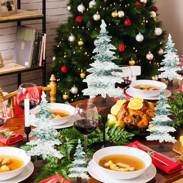 5 Pcs Wooden Christmas Tree Natural Green Christmas Trees Tabletop Decor Rustic Xmas Table Centerpieces Wooden Signs Christmas Wooden Block Ornaments for Home Office Farmhouse Xmas Party Decor 5 Sizes