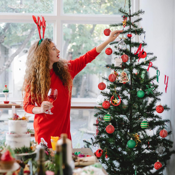 16Pcs Christmas Tree Ball Ornament Set - Red and Green, Shatterproof Decorations for Xmas Tree, Holiday Garland & Wreath. Hooks Included