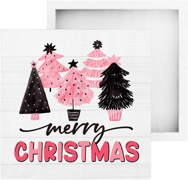 Pink and Black Merry Christmas Decor Christmas Tree Decor Black and Pink Christmas Decorations for Home Pink and Black Christmas Decor Merry Xmas Decorations 5 x 5 Inches