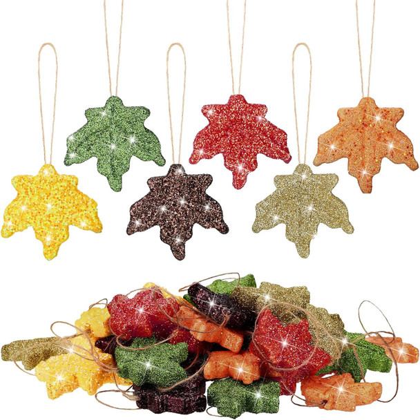 Xinnun 36 Pcs Thanksgiving Fall Glitter Maple Leaves Mini Hanging Fall Leaves Artificial Colorful Foam Ornaments Fall Tree Ornaments for Autumn Garland Thanksgiving Party(Maple Xinnun 36 Pcs Thanksgiving Fall Glitter Maple Leaves Mini Hanging Fall Leaves Artificial Colorful Foam Ornaments Fall Tree Ornaments for Autumn Garland Thanksgiving Party(Maple