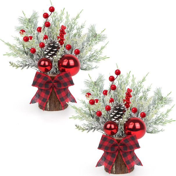 XJar Small Christmas Tree, Tabletop Artificial Mini Christmas Tree, 9 Inch Artificial Small Potted for Christmas, Suitable for Family Gathering, Indoor Fireplace Christmas Decoration