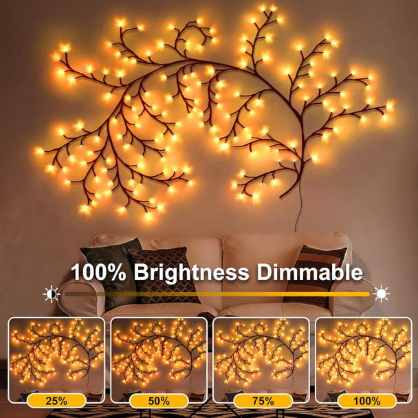 Willow Vine Lights with Remote, 7.9Ft 144 LEDs Christmas Indoor Home Decorations Flexible Enchanted Fairy Lights, Artificial Plants Tree Branches Lighted for Wall Bedroom Living Room Decor (1 Pack)