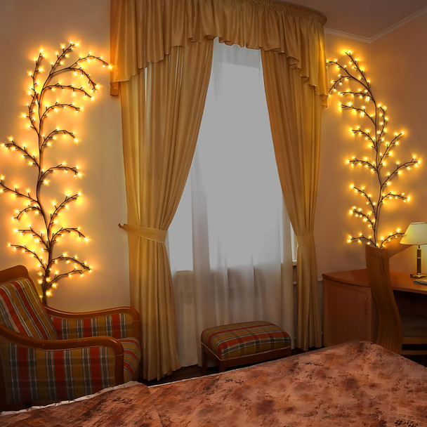 Willow Vine Lights with Remote, 7.9Ft 144 LEDs Christmas Indoor Home Decorations Flexible Enchanted Fairy Lights, Artificial Plants Tree Branches Lighted for Wall Bedroom Living Room Decor (1 Pack)