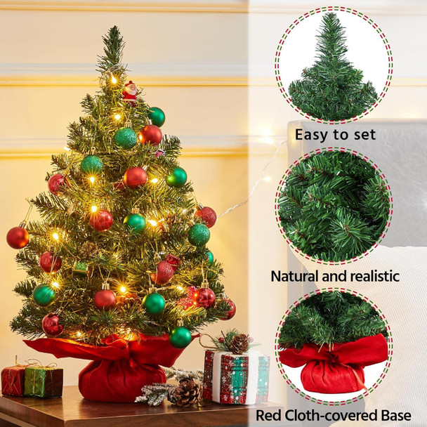 Yaheetech 2ft Tabletop Artificial Mini Christmas Tree Includes Cloth Bag Base for Bedroom Table Desk Porch, Little Xmas Tree for Home Office Holiday Decor