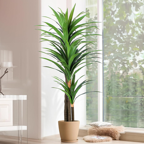 Artificial Dracaena Tree 6ft-Tall Fake Plant with Black Planter-Faux Plants Indoor Tall Housewarming ,Tropical Yucca Silk Tree for Home Office Living Room Decor Indoor Artificial Dracaena Tree 6ft-Tall Fake Plant with Black Planter-Faux Plants Indoor Tall Housewarming ,Tropical Yucca Silk Tree for Home Office Living Room Decor Indoor