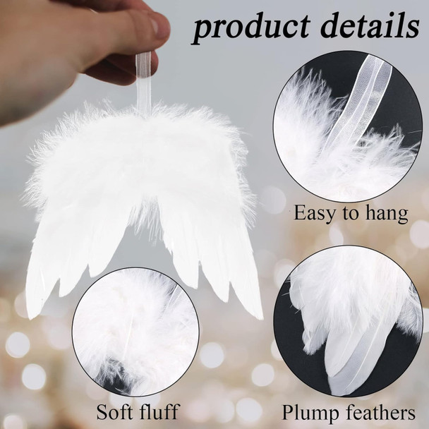 24Pcs Angel Wings Christmas Ornaments Mini Angel Feather Hanging Decor for Christmas Tree Angel Wings Pendant for Crafts Xmas Party DIY Decorations 24Pcs Angel Wings Christmas Ornaments Mini Angel Feather Hanging Decor for Christmas Tree Angel Wings Pendant for Crafts Xmas Party DIY Decorations