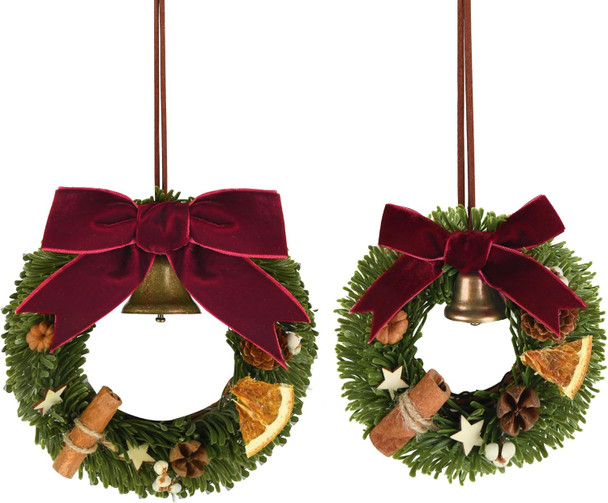 2 Pcs of Mini Christmas Wreath with Small Bell for Front Door, Windows, Home Decor, Farmhouse Christmas Decor, Car and Cabinet Decor, Miniature Crafts Dollhouse and Christmas Tree Decorations 2 Pcs of Mini Christmas Wreath with Small Bell for Front Door, Windows, Home Decor, Farmhouse Christmas Decor, Car and Cabinet Decor, Miniature Crafts Dollhouse and Christmas Tree Decorations