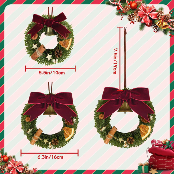 2 Pcs of Mini Christmas Wreath with Small Bell for Front Door, Windows, Home Decor, Farmhouse Christmas Decor, Car and Cabinet Decor, Miniature Crafts Dollhouse and Christmas Tree Decorations 2 Pcs of Mini Christmas Wreath with Small Bell for Front Door, Windows, Home Decor, Farmhouse Christmas Decor, Car and Cabinet Decor, Miniature Crafts Dollhouse and Christmas Tree Decorations