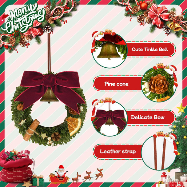 2 Pcs of Mini Christmas Wreath with Small Bell for Front Door, Windows, Home Decor, Farmhouse Christmas Decor, Car and Cabinet Decor, Miniature Crafts Dollhouse and Christmas Tree Decorations 2 Pcs of Mini Christmas Wreath with Small Bell for Front Door, Windows, Home Decor, Farmhouse Christmas Decor, Car and Cabinet Decor, Miniature Crafts Dollhouse and Christmas Tree Decorations