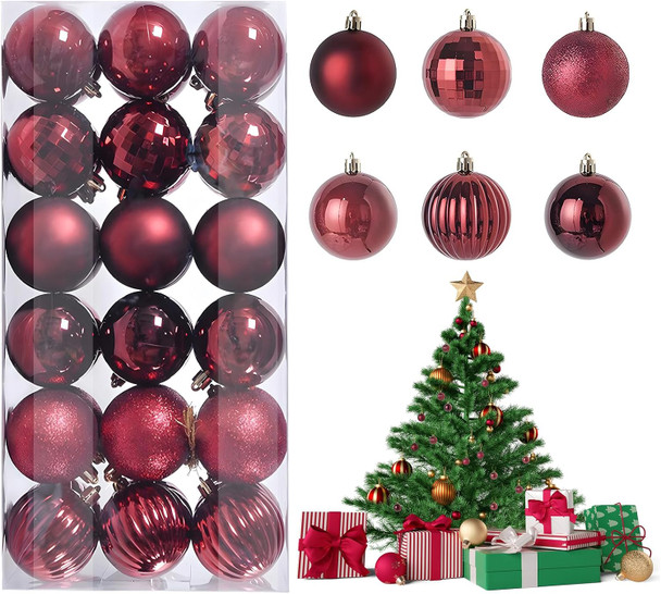 Christmas Ball Ornaments 36Pcs - 1.2'' Small Hanging Ornaments for Xmas Tree Decoration Bulk, Shatterproof Decorative Hanging Baubles for Party Holiday Wreath Garland Home Décor